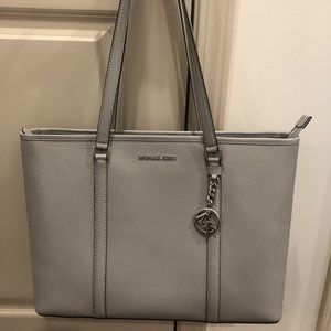 Michael Kors Laptop Bag- Large Sady Pearl/Grey Tote 35T7SD4T7L
